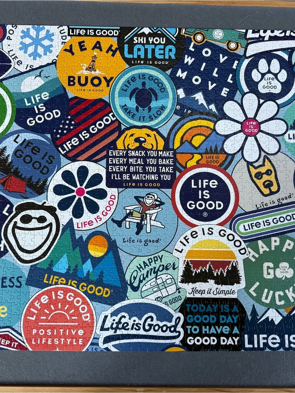 1500 piece Life Is Good Sticker Collage Puzzle - Colorful Multi Sticker Design